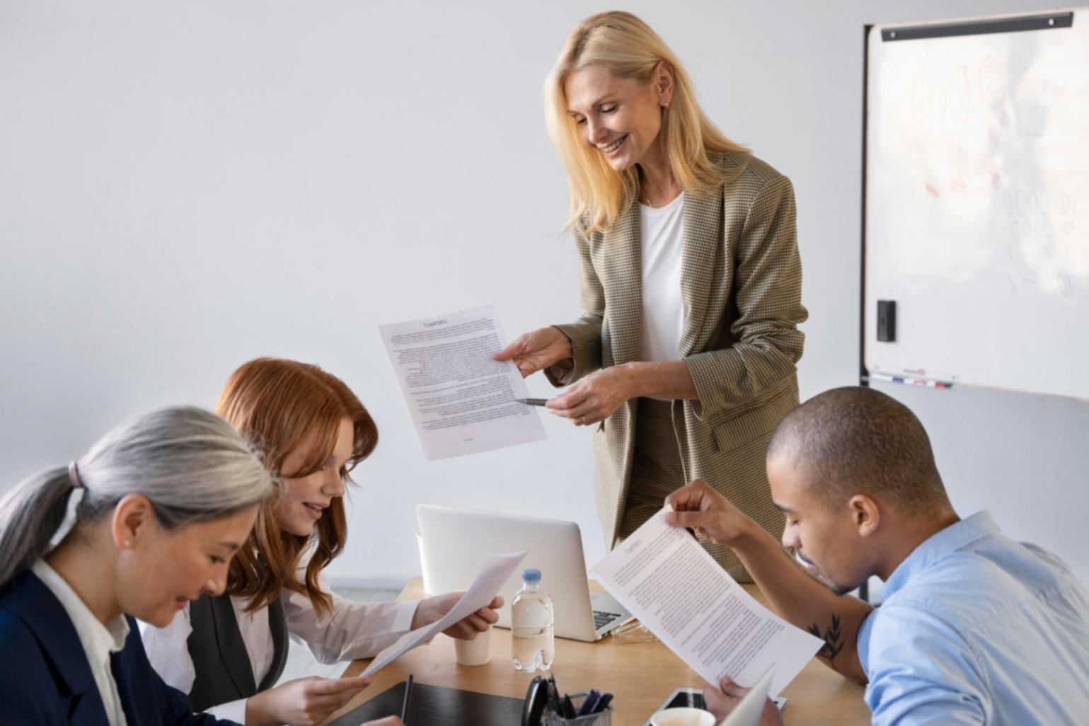Team bei der Entwicklung neuer Kursinhalte